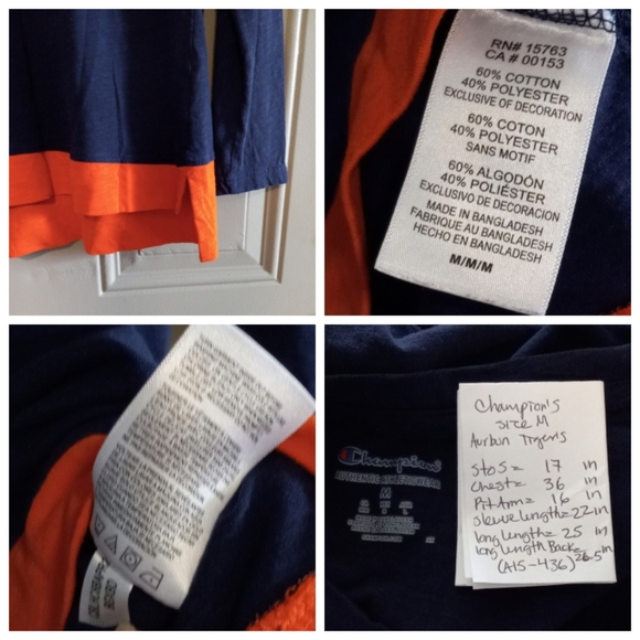 Champion Auburn Team print logo Woman Long Sleeve T Shirt Size M - Picture 3 of 3